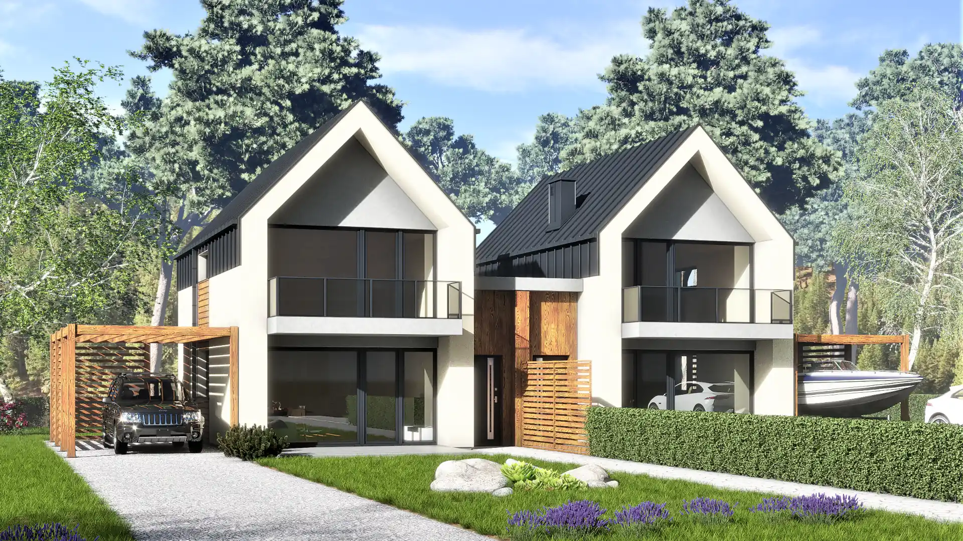 Wizualizacja frontu domów A i B